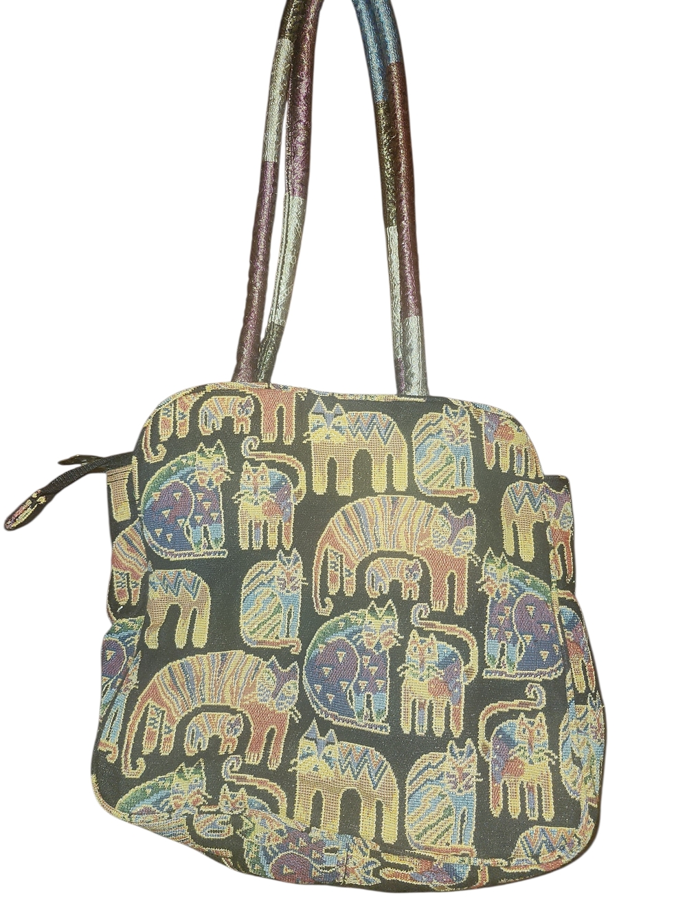 Laurel Burch Multicolor Cat Tapestry Shoulder Bag